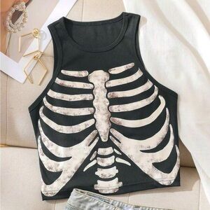 Dark Grey Skeleton Print Tank NEW 🏷️